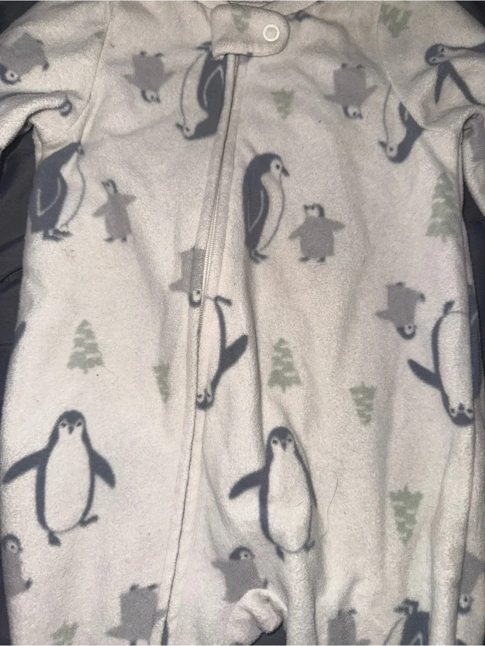 Carter's White Footed One-Piece with Blue Penguin Print